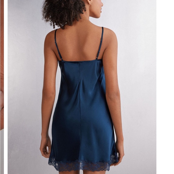 vintage blue silk slip dress - Picture 3 of 16